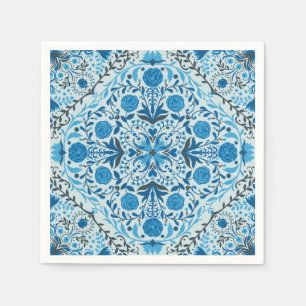 Blue floral tiles napkins