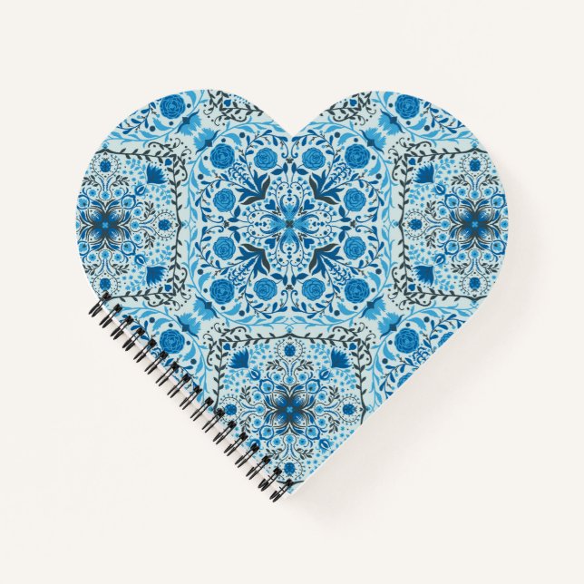 Blue floral tiles notebook (Front)