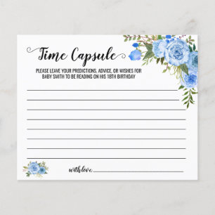 Blue Floral Time Capsule Advice for Baby card Flyer
