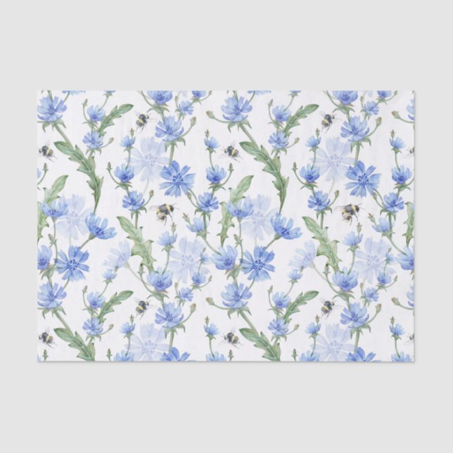 Blue Floral Tissue Paper (Front)