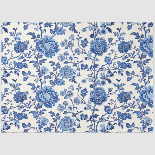 Blue Floral Tissue Paper (Front)