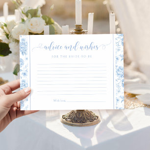 Blue Floral Toile Bridal Shower Advice and Wishes Enclosure Card