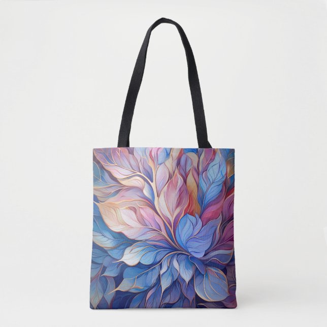 Blue Floral  Tote Bag (Front)