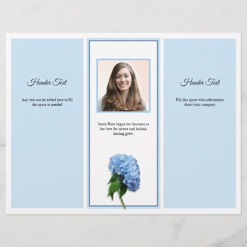 Blue Floral Tri_fold Business Brochure Photo Flyer