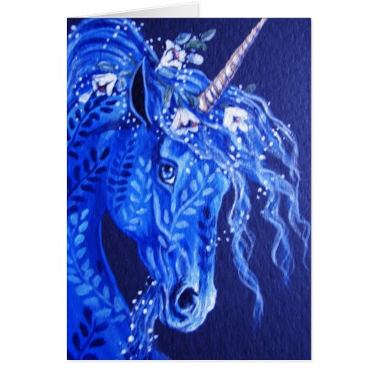 Blue floral Unicorn Cards (Front)