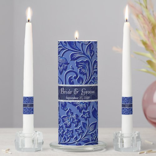 Blue Floral Unity Candle Set