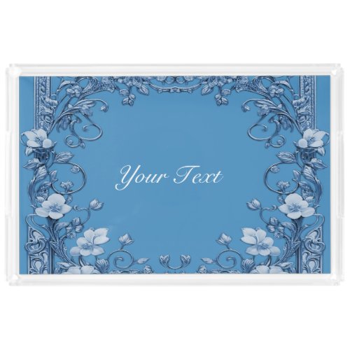 Blue Floral Vanity Tray