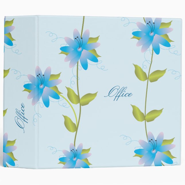Blue Floral Vine 3 Ring Binder (Front/Spine)