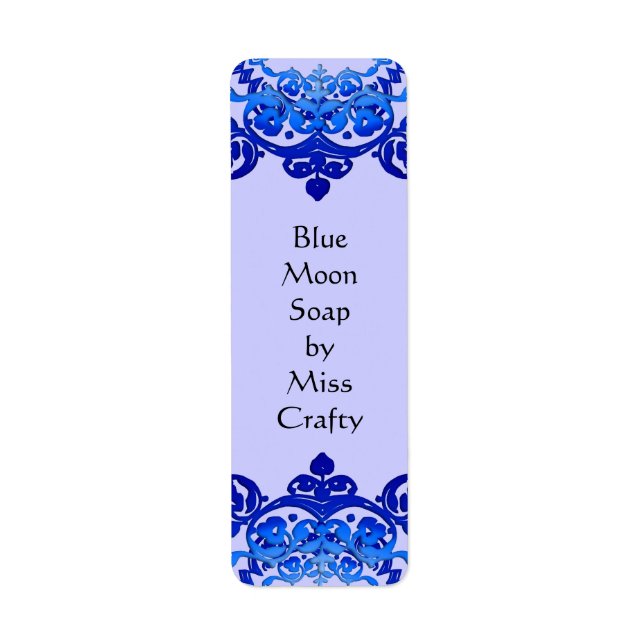 Blue Floral Vintage Art Custom Labels (Front)