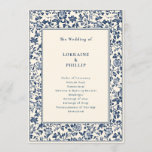 Blue Floral vintage Delaware Chinoiserie wedding Program