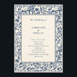 Blue Floral vintage Delaware Chinoiserie wedding Program<br><div class="desc">This wedding program features a timeless blue and white floral border inspired by classic chinoiserie patterns. Delicate botanical illustrations frame a clean white center, where your ceremony order and wedding party are displayed in an elegant serif font. The design is refined and formal, perfect for traditional, garden, or formal weddings....</div>