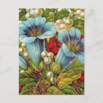 "blue Floral" Vintage Flowers Postcard by PrimeVintage at Zazzle