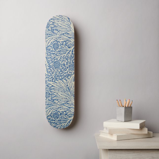 BLUE FLORAL VINTAGE  SKATEBOARD (Wall Art)