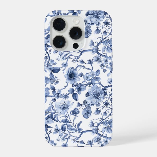 Blue Floral Vintage Toile Pattern  iPhone Case (Back)