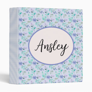 Blue Floral Watercolor 3 Ring Binder