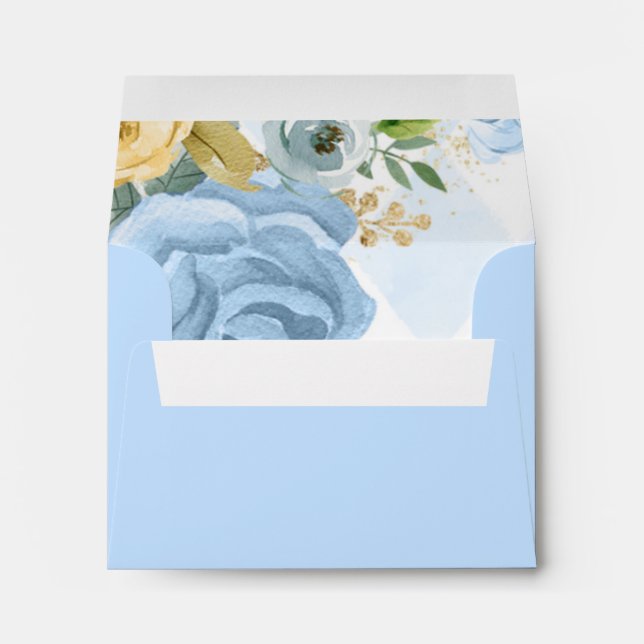 Blue Floral Watercolor Baby Shower Envelope (Back (Bottom))