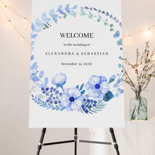 Blue Floral Watercolor Boho Wedding