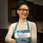 Blue Floral Watercolor Botanical Blue Personalize Apron<br><div class="desc">Blue Floral Watercolor Botanical Blue Personalize Apron is great to wear with your name and tropical leaf pattern. Also great to give as a gift. Personalize it with your information.</div>