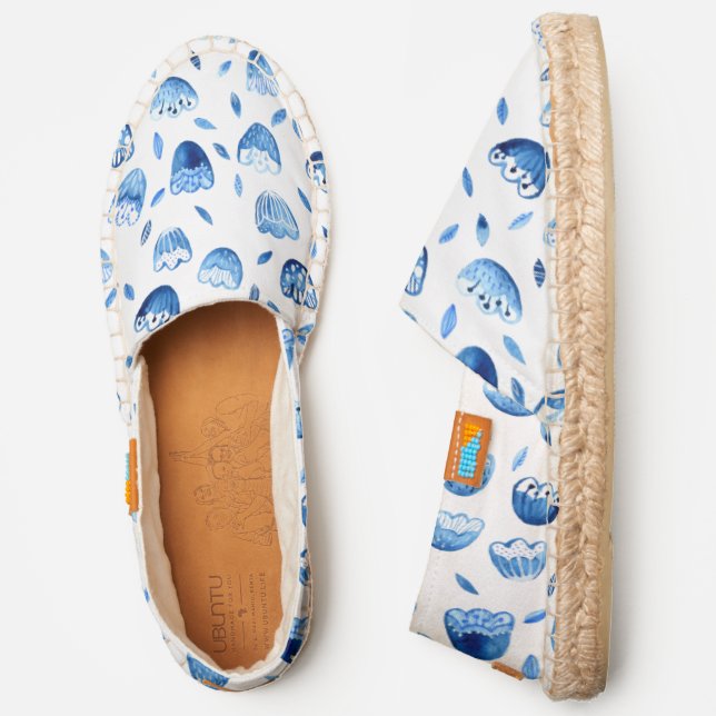Blue Floral Watercolor Espadrilles (Side)