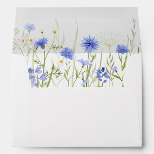 Blue Floral Watercolor for Wedding or Baby Shower Envelope