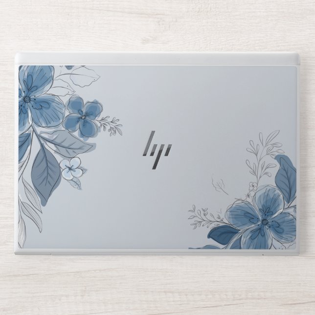 Blue Floral Watercolor, HP Laptop Skin (Front)