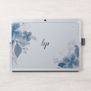 Blue Floral Watercolor, HP Laptop Skin