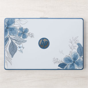 Blue Floral Watercolor, HP Laptop Skin