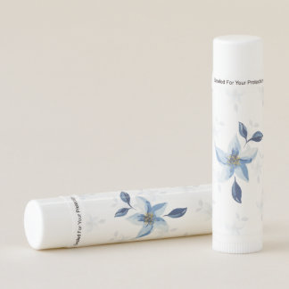Blue Floral Watercolor Lip Balm | Elegant Botanica