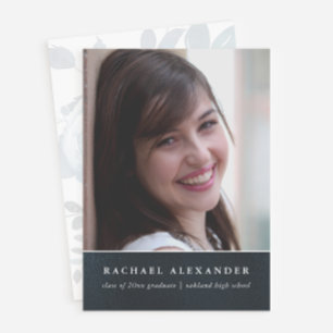 Blue Floral Watercolor Photo Graduation Party Invitation