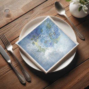 Blue Floral Watercolor Poppies Decoupage Paper Dinner Napkins