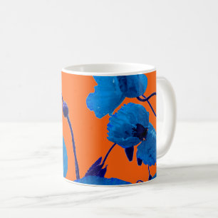 Blue Floral Watercolor Poppy Flowers Summer Sunset Coffee Mug