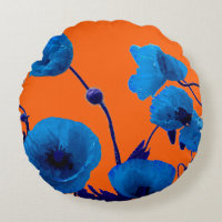 Blue Floral Watercolor Poppy Flowers Summer Sunset