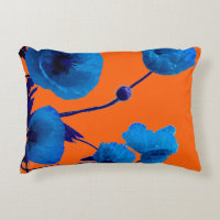 Blue Floral Watercolor Poppy Flowers Sunset Summer