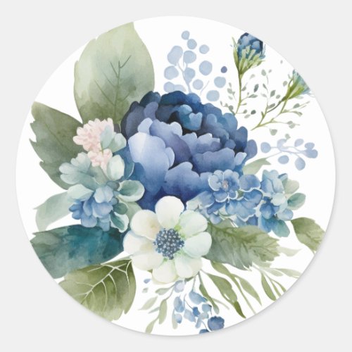 Blue Floral Watercolor Stickers Envelope Seals