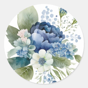 Blue Floral Watercolor Stickers, Envelope Seals
