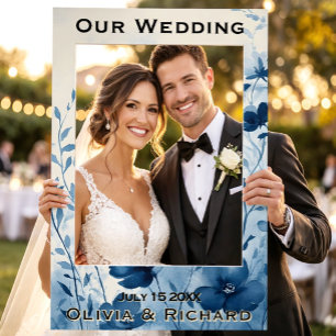 Blue Floral Watercolor Wedding Selfie Frame