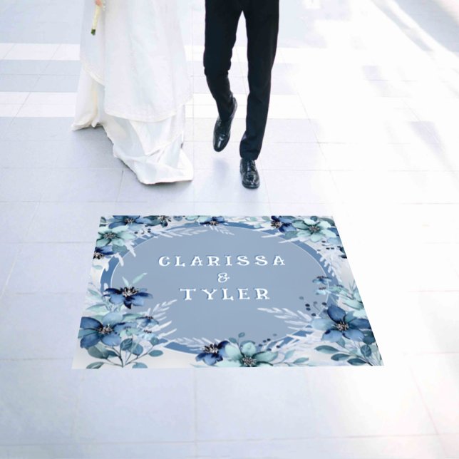 Blue Floral Wedding 36"x36" Floor Decal (Wedding)