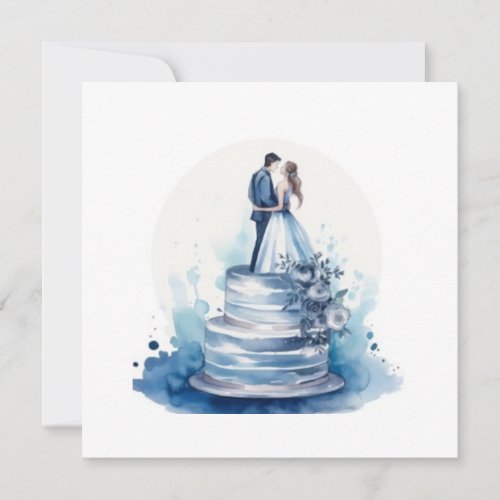 Blue Floral Wedding Cake Save The Date
