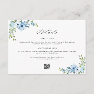 blue floral wedding details card