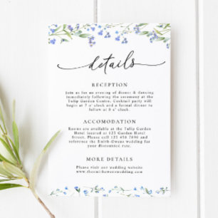 Blue Floral Wedding Details Enclosure Card