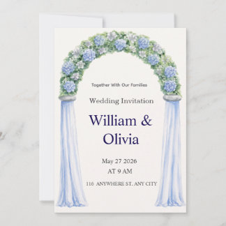Blue Floral Wedding Invitation