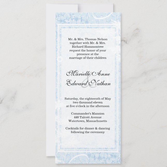 Blue Floral Wedding Invitation (Back)