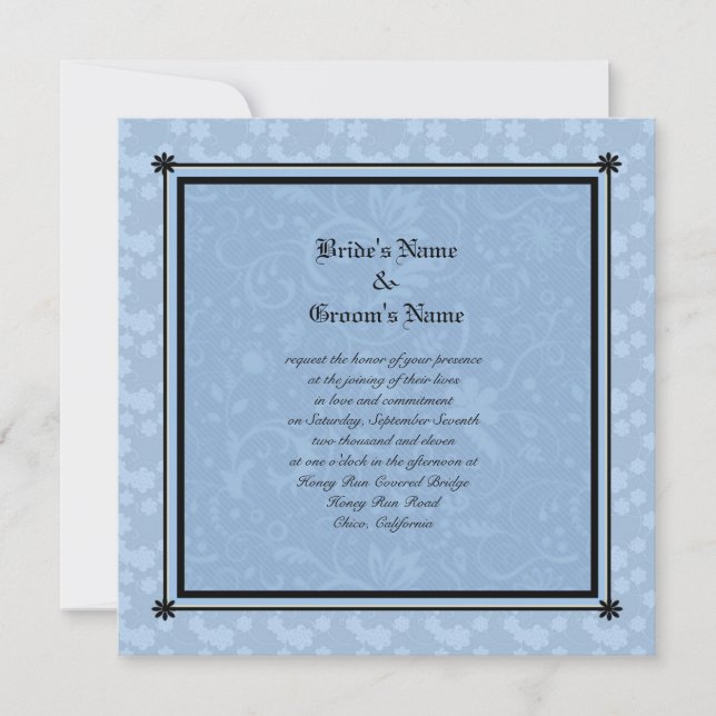 Blue Floral Wedding Invitations by Molly Harrison (Front)