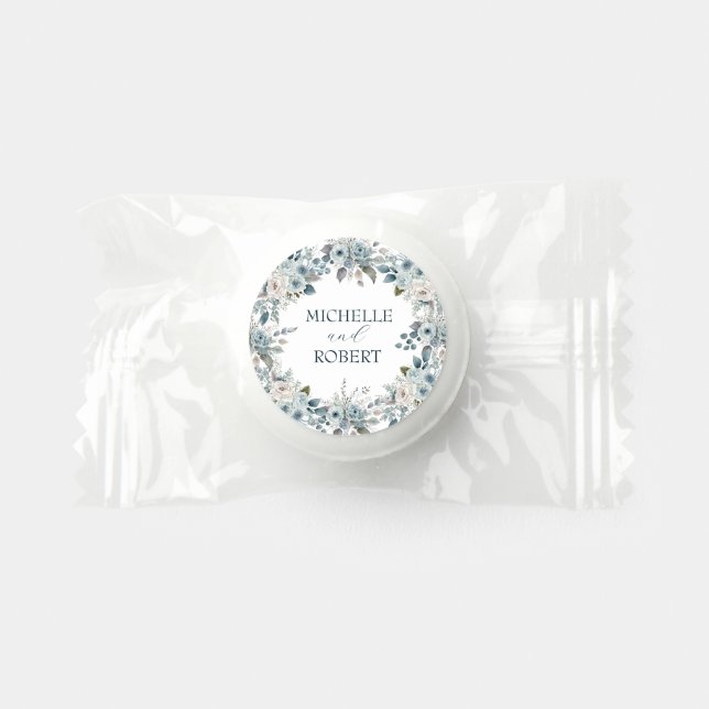 Blue Floral Wedding Life Saver® Mints (Front)