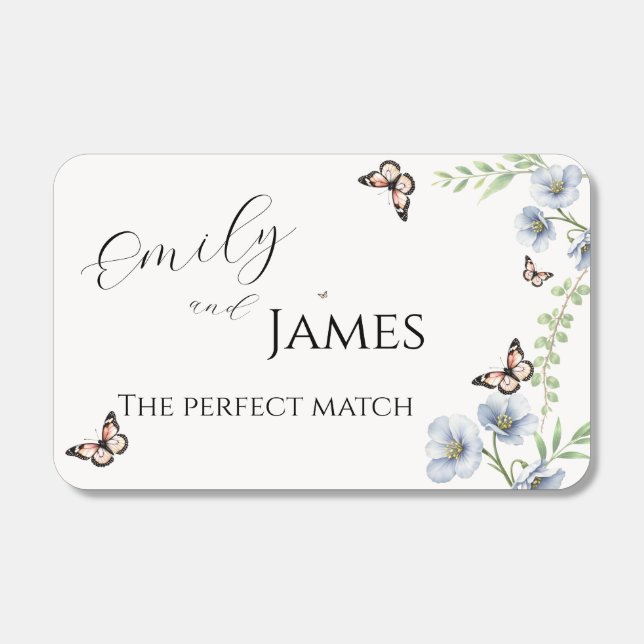 Blue Floral Wedding Matches (Front)