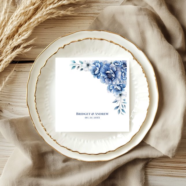 Blue Floral Wedding Napkins (Creator Uploaded)