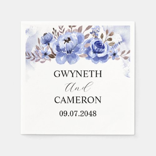 Blue Floral Wedding Napkins