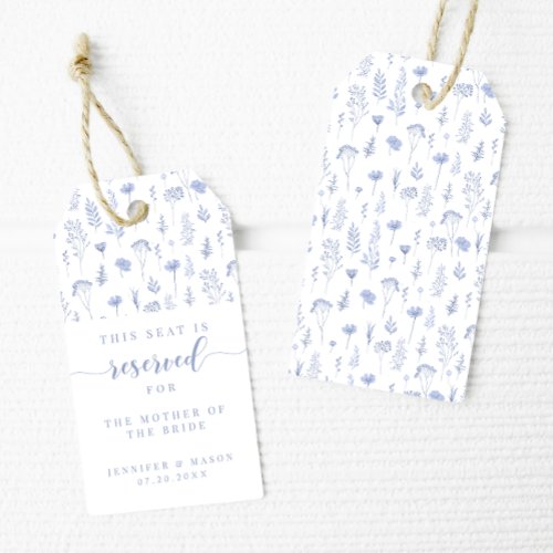 Blue floral wedding place Seat Reserved favor tags