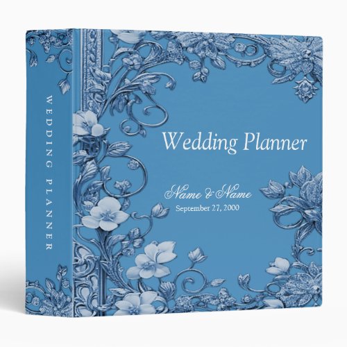 Blue Floral Wedding Planner 3 Ring Binder