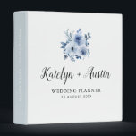 blue floral wedding planner 3 ring binder<br><div class="desc">The design on this binder features elegant watercolor blue flowers. The color and text can be personalized..</div>